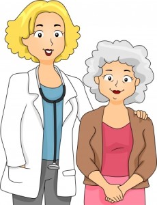 female doctor with older woman